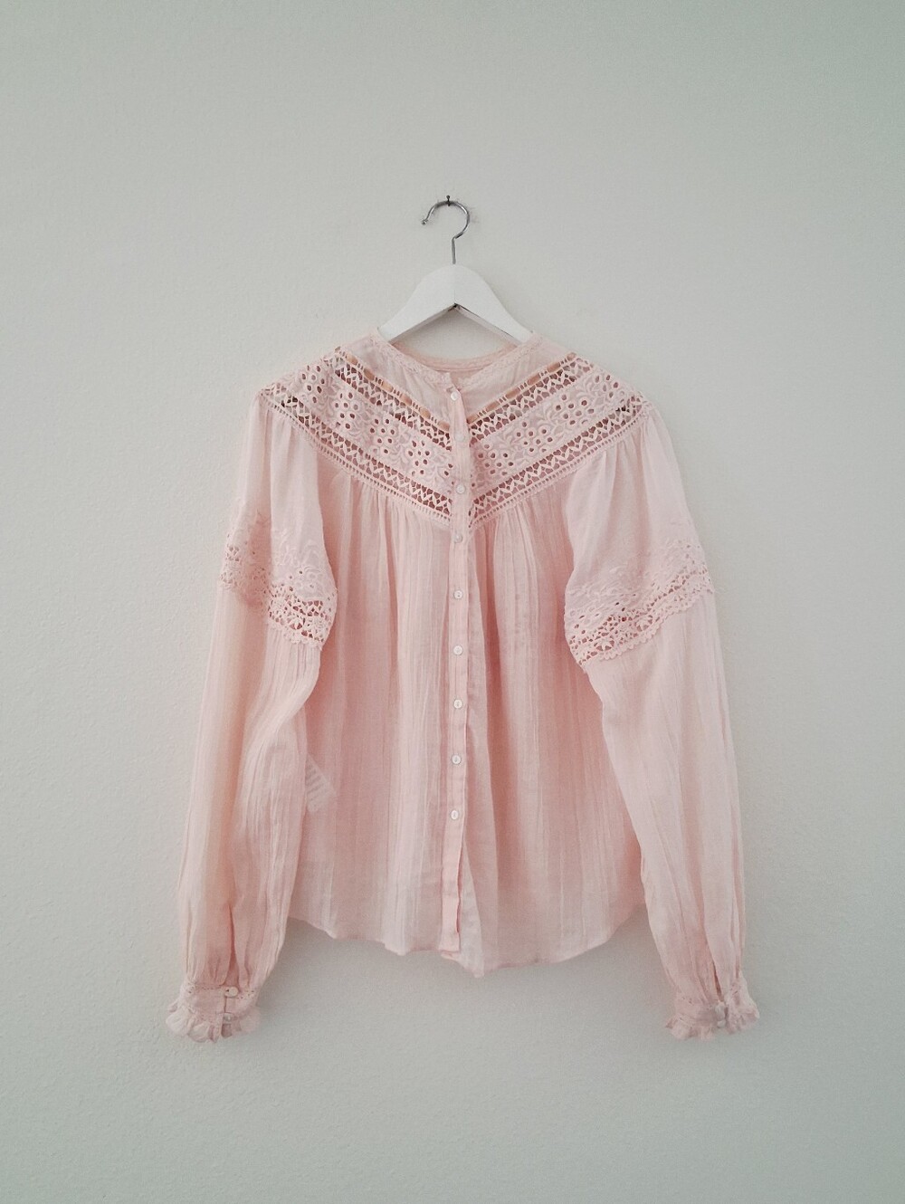 Free People Abigail Victorian Lace Blouse In Moon Cake - Picture 4 of 13